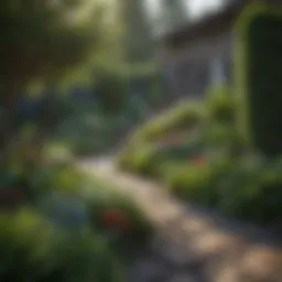 Lush backyard garden design featuring diverse plant species