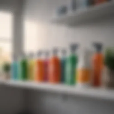 A collection of eco-friendly detergents displayed on a shelf