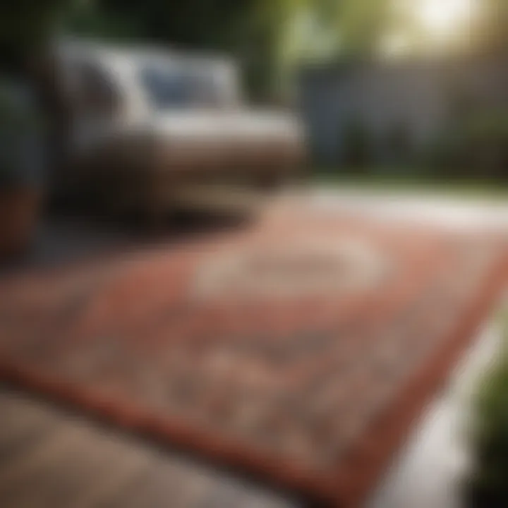 A pristine outdoor space showcasing a freshly pressure washed rug