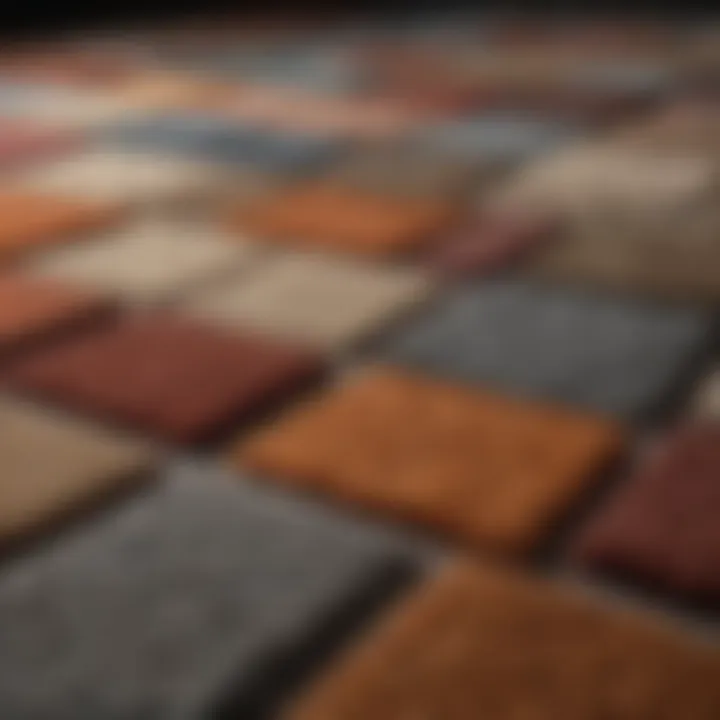 Different types of carpet materials displayed