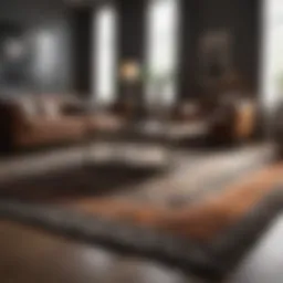 Luxurious wool rug in a cozy living room setting