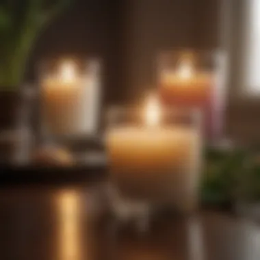 A close-up of scented candles to highlight fragrance options