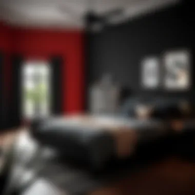 Bold, contrasting wall colors with black bedroom decor
