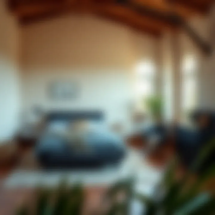 Neutral tones creating a serene ambiance with black furniture