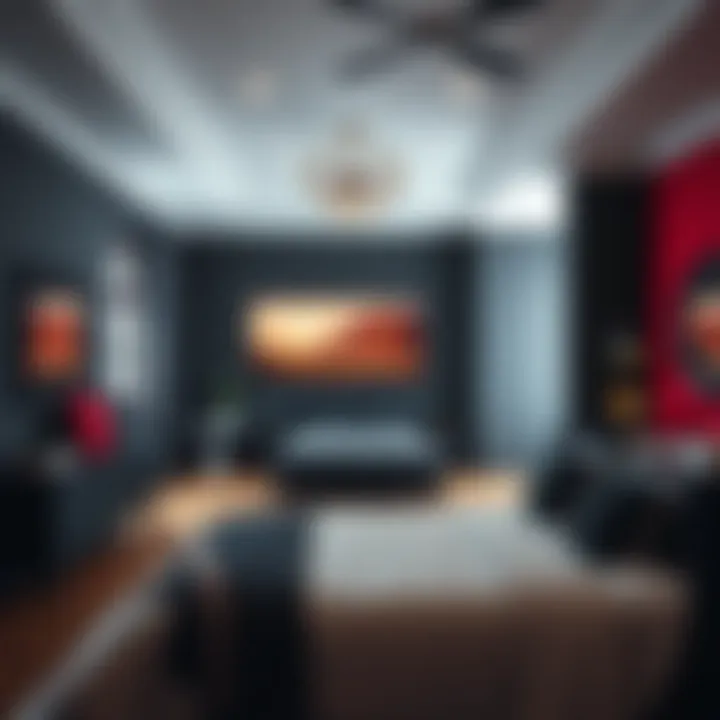 Vibrant hues enriching the aesthetic of a black bedroom setup