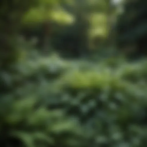 Lush green shade garden showcasing ferns and hostas