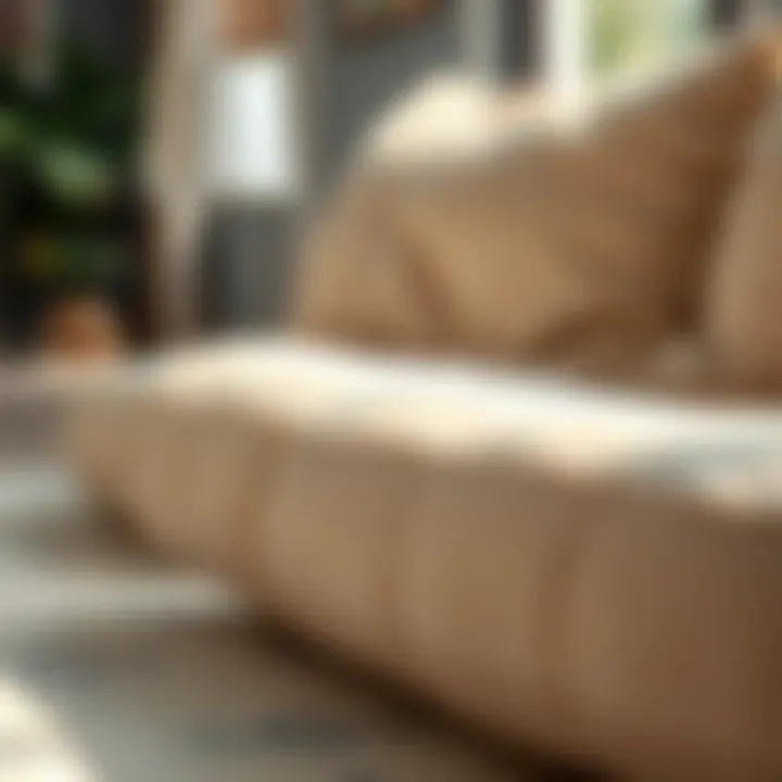 Close-up of a comfortable sleeper sofa with plush cushions