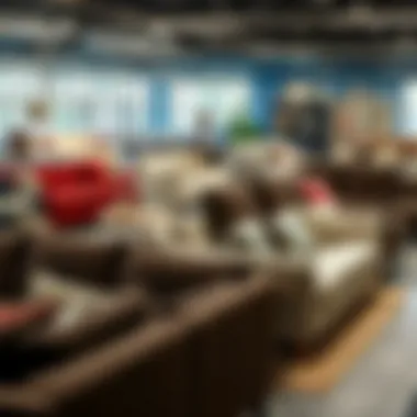 Different styles of sleeper sofas displayed in a furniture store