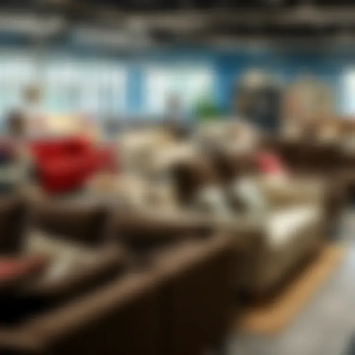 Different styles of sleeper sofas displayed in a furniture store