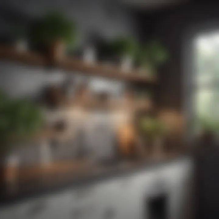 Stylish wall shelves displaying plants and decor