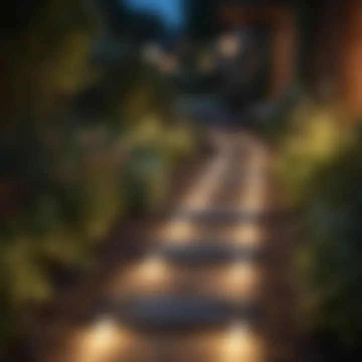 Elegant solar lights illuminating a garden pathway at night