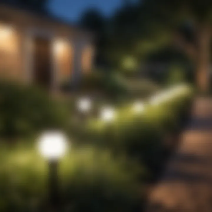 Variety of solar lights showcased in a landscaped yard