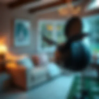 A detailed illustration of a sonic bat deterrent device in a residential setting