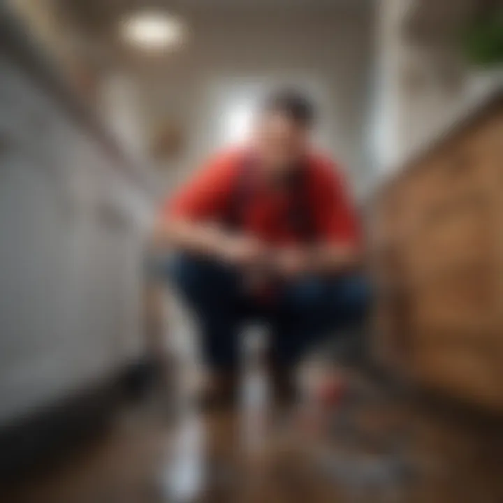 A professional plumber assessing a plumbing issue with specialized tools.