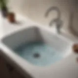 A close-up view of a sink with visible water stagnation, indicating a clog.