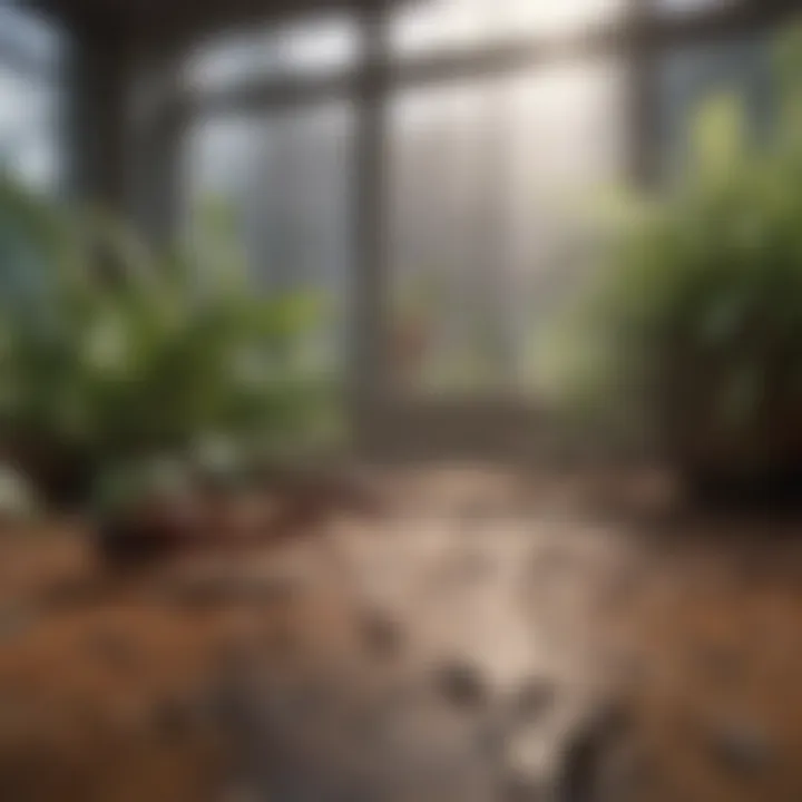 An indoor space treated with commercial ant products
