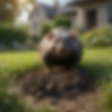 Understanding the Impact of Moles on Your Yard A homeowner observing mole damage on their lawn.