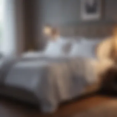 An elegantly made bed featuring securely fitted sheets Elegant bed with securely fitted sheets