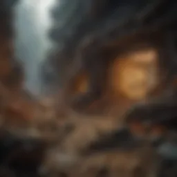 A detailed illustration showing the intricate structure of an ant colony underground