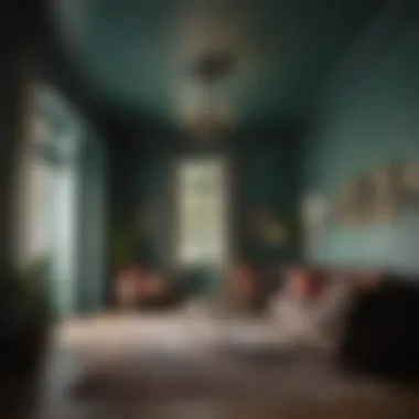 Depth with Contrasting Lighting Creative use of contrasting lighting in a room where walls and ceiling share the same shade, highlighting the design's depth.