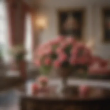 An elegant interior space adorned with heavily scented roses in a beautiful arrangement, enhancing the ambiance.