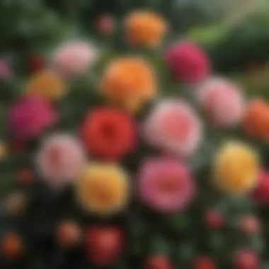 Diverse Varieties of Heavily Scented Roses A vibrant garden filled with various varieties of heavily scented roses, illustrating their diverse colors and forms.