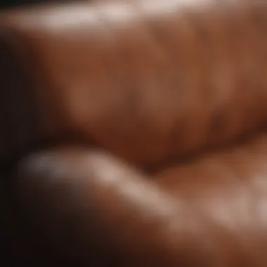 Close-up of leather texture before and after restoration