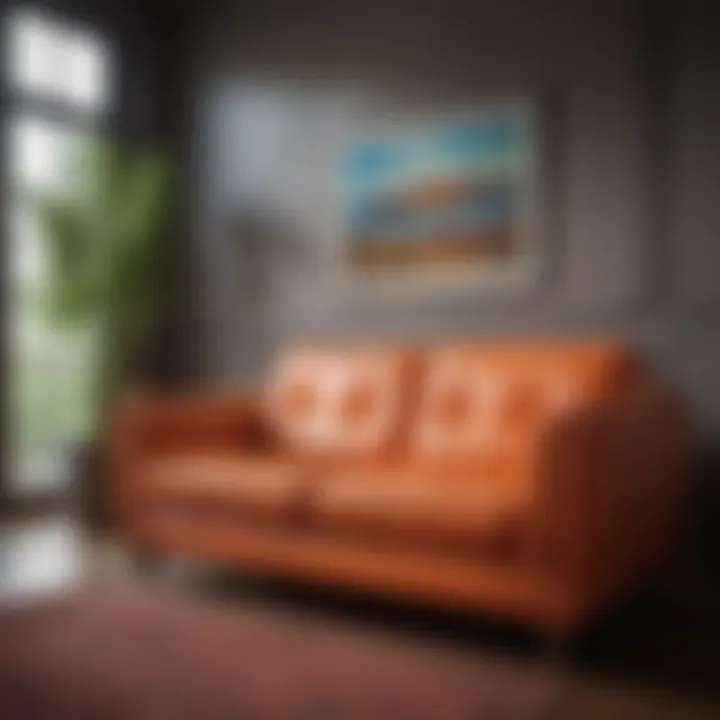 Richly restored leather sofa showcasing vibrant hues
