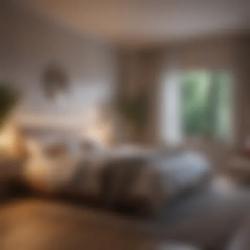 A serene bedroom environment with soft lighting
