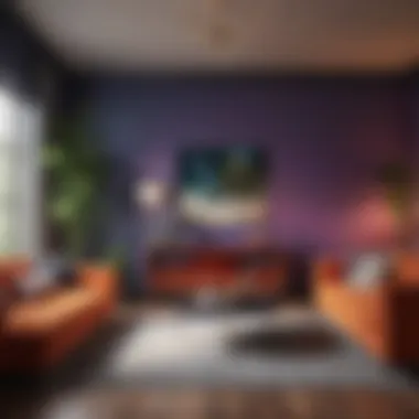 Vibrant living room with bold and energetic hues