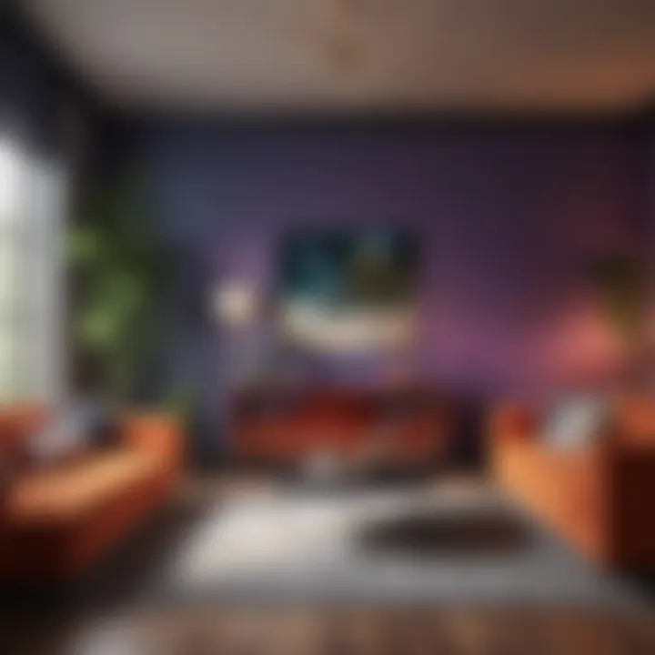 Vibrant living room with bold and energetic hues