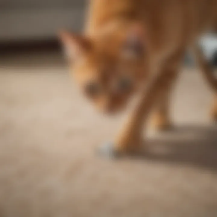 A close-up of cat hair being effectively removed from carpet fibers by a vacuum cleaner.