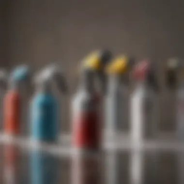 Types of Paint Sprayers Close-up of different types of paint sprayers displayed