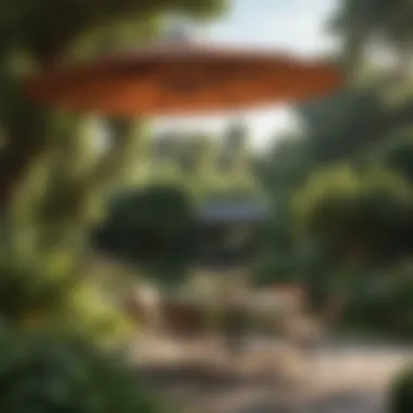 Elegant Large Cantilever Umbrella in a Sunny Garden Elegant large cantilever umbrella in a sunny garden setting