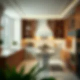 Luxurious kitchen with marble countertops and modern appliances