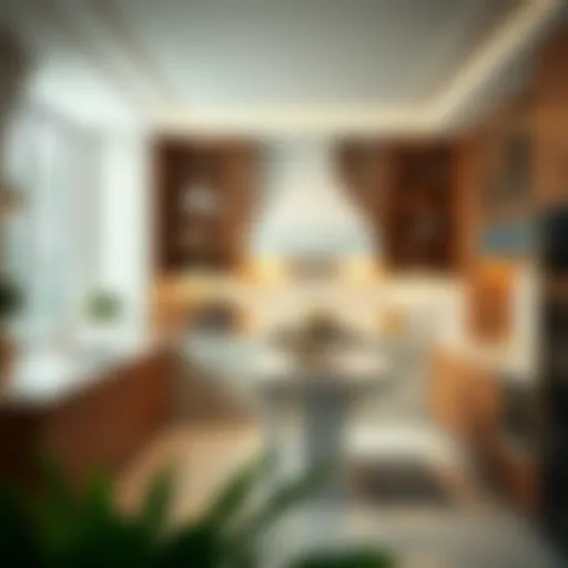 Luxurious kitchen with marble countertops and modern appliances