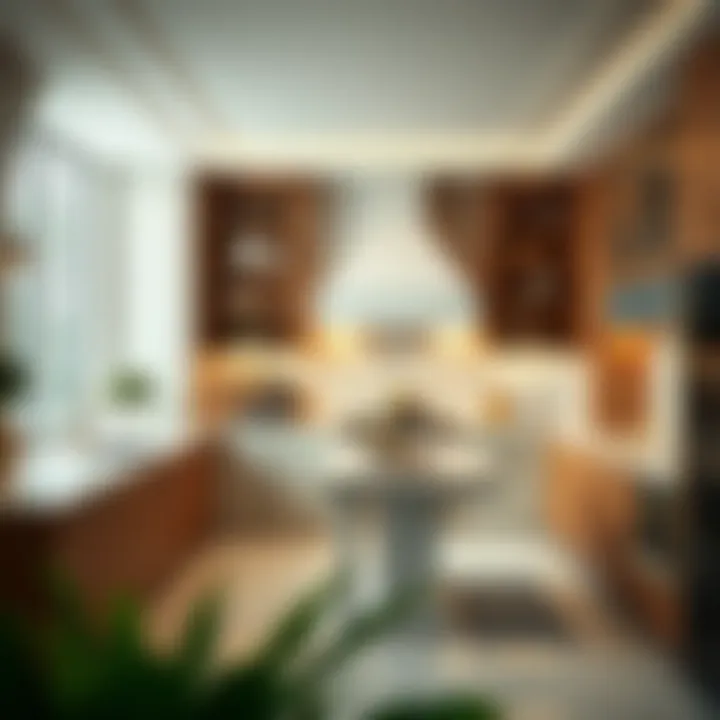 Luxurious kitchen with marble countertops and modern appliances