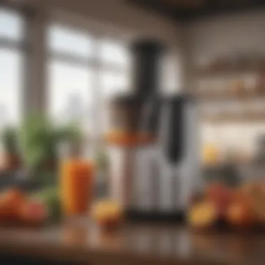 Compact and User-Friendly Juicer An easy-to-use juicer demonstrating user-friendly features and compact design