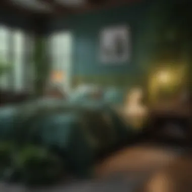 Nature-Inspired Greens for Peaceful Slumber Deep green bedroom symbolizing nature and tranquility