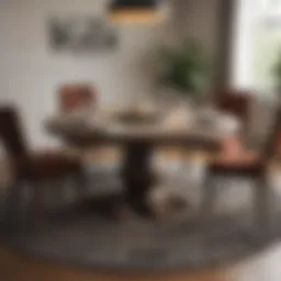 Elegant round dining table set on a stylish carpet