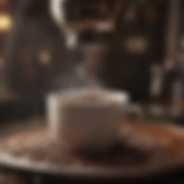 Close-up of coffee brewing process showcasing rich aroma
