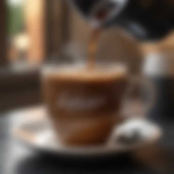 An elegant coffee cup filled with freshly brewed coffee