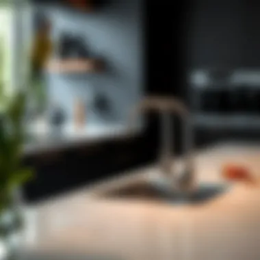 A composite sink integrated into a modern kitchen design