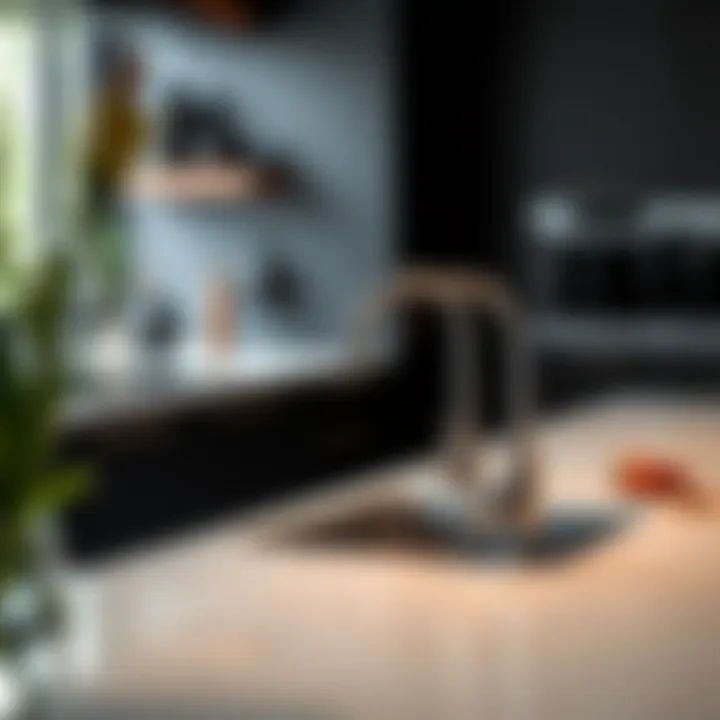 A composite sink integrated into a modern kitchen design