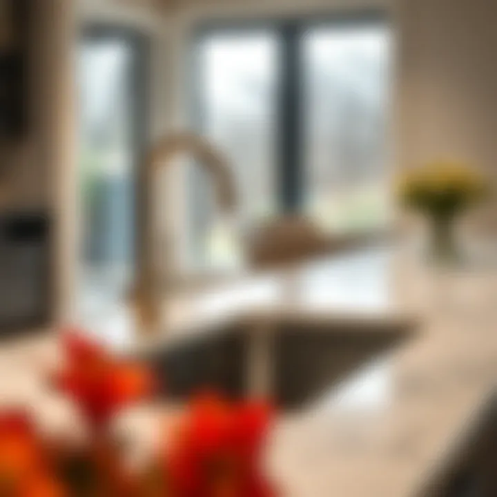 A stylish undermount sink paired with luxurious countertops