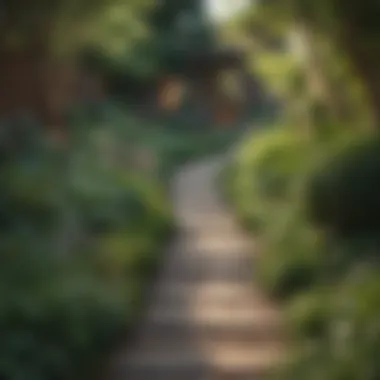 Charming pathway leading through a small landscaped area