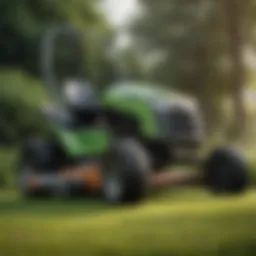 A sleek, high-performance lawn mower on a lush green lawn