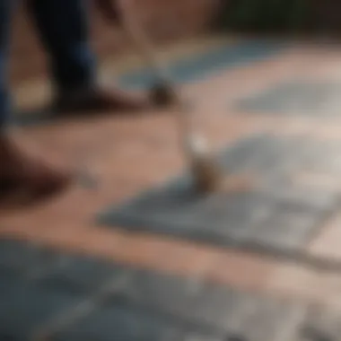 Applying Paint for a New Look Application of paint on patio pavers