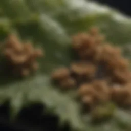 Fungal spores on a leaf