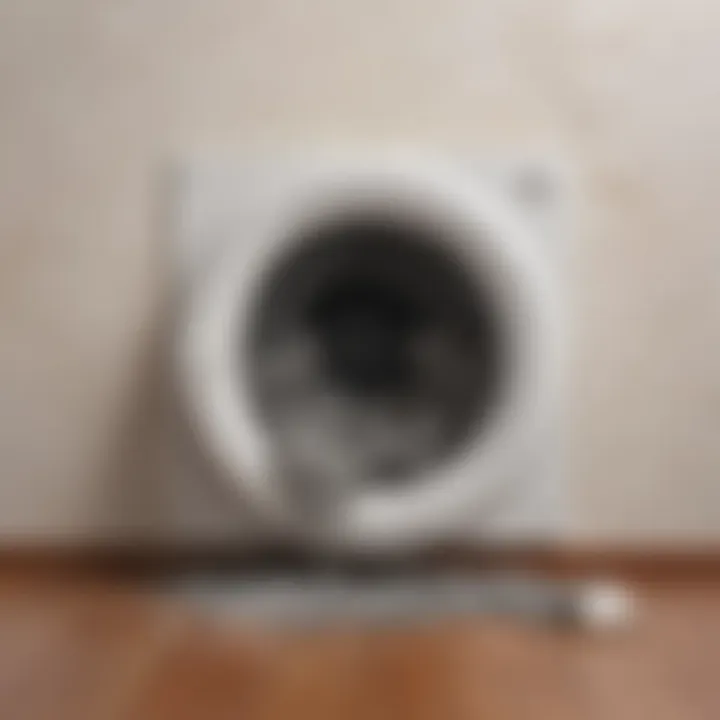 Illustration of a clogged dryer vent with lint buildup